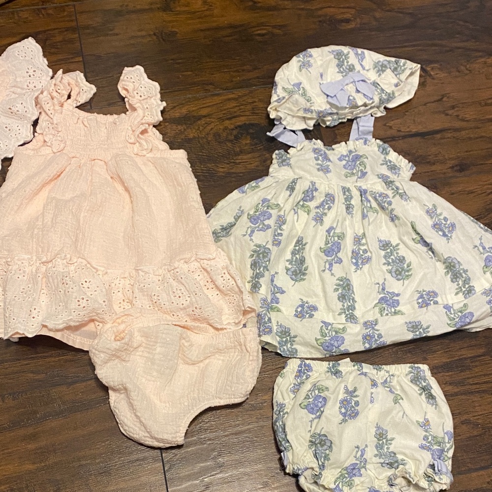 Floral Baby Dress Set with Peach Romper
